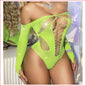 Rhinestone Bodysuit Fluro Yellow