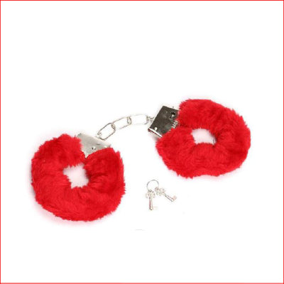 Fetish Pleasure Fluffy Cuffs Red