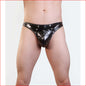 Wet Look Studded Thong Black L/XL
