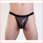 Leather Look Lace Up G-String S/M