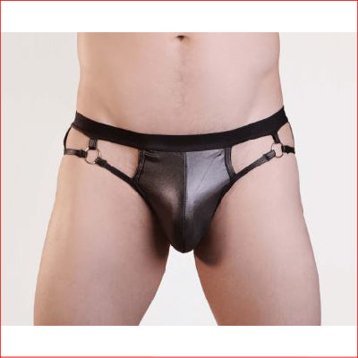 Leather Look Jock Strap 2 Ring L/XL
