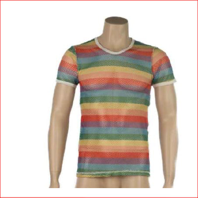 2314 Men's Rainbow Mesh T-Shirt M White