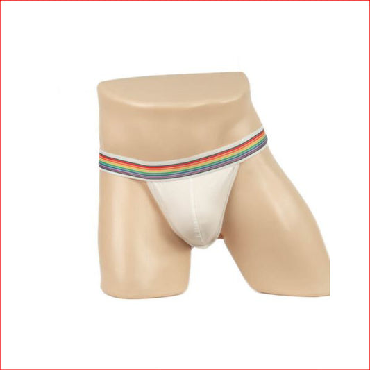 284 Men's Rainbow Jockstrap Medium White