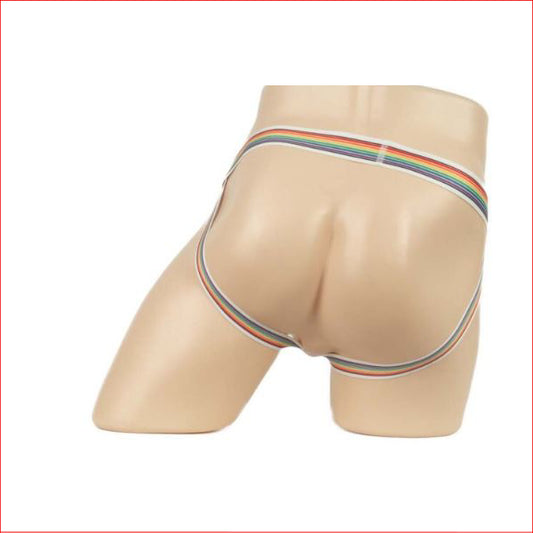 284 Men's Rainbow Jockstrap Medium White
