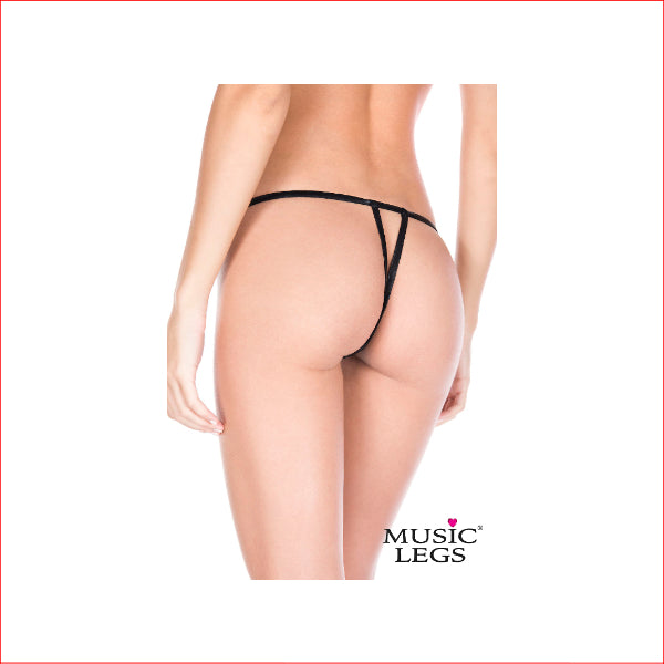 Crotchless Satin G-String Black One Size