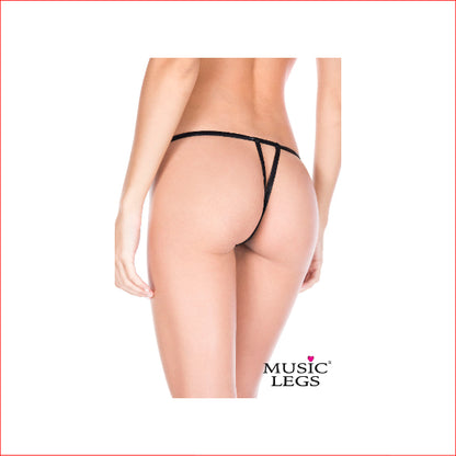 Crotchless Satin G-String Black One Size