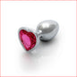 Ouch Metal Heart Plug Silver Rubellite Pink Large
