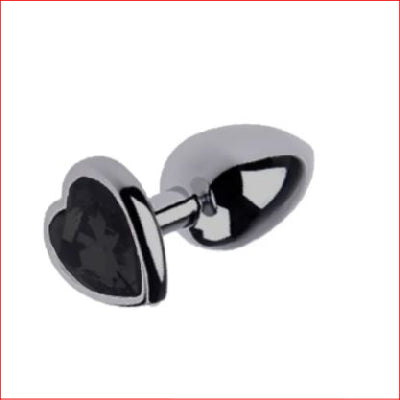 Large Black Metal Butt Plug Black Gem