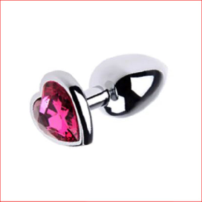 Small Metal Butt Plug Pink Heart Gem