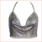 Muse glomesh Top w Chain Trim Silver