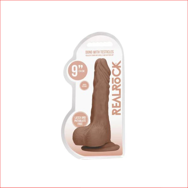 RealRock Dong & Balls 9" Tan