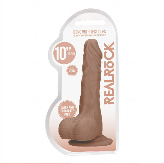 Realrock 10" Realistic Dildo with Testicles Tan