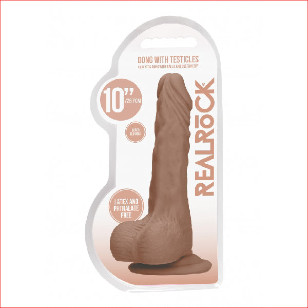 Realrock 10" Realistic Dildo with Testicles Tan