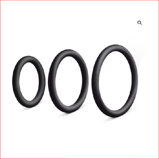 3 Pack Black Silicone Rings - 40,45 & 50