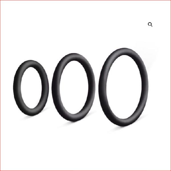 3 Pack Black Silicone Rings - 40,45 & 50
