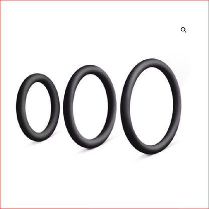 3 Pack Black Silicone Rings - 40,45 & 50