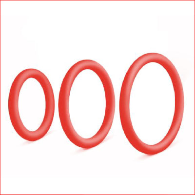 3 Pack Red Silicone Rings - 40,45 & 50