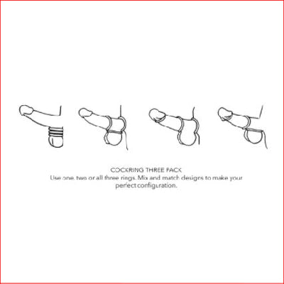 3pk Black Thick Rings 30,35 & 40mm