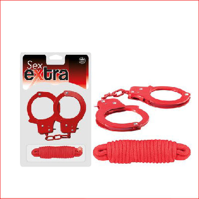 Sex Extra Metal Cuffs & lov/Rope Red