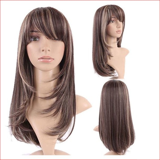 Wig Long Brown & Blonde w Fringe