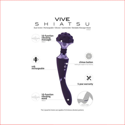 Vive Shiatsu Bendable Massager Wand Pur