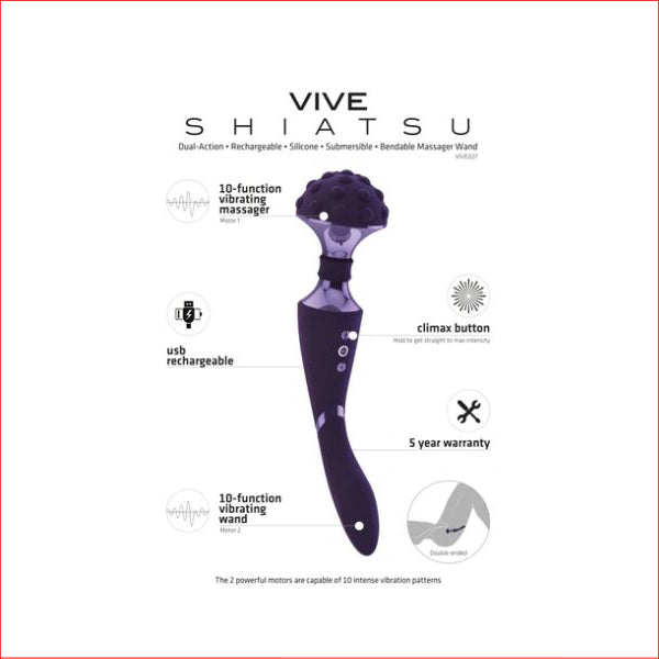 Vive Shiatsu Bendable Massager Wand Pur