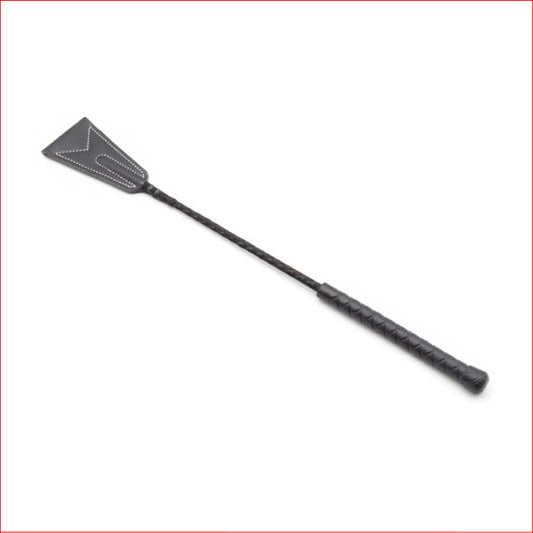 w103 Black Stitched Leather Riding Crop