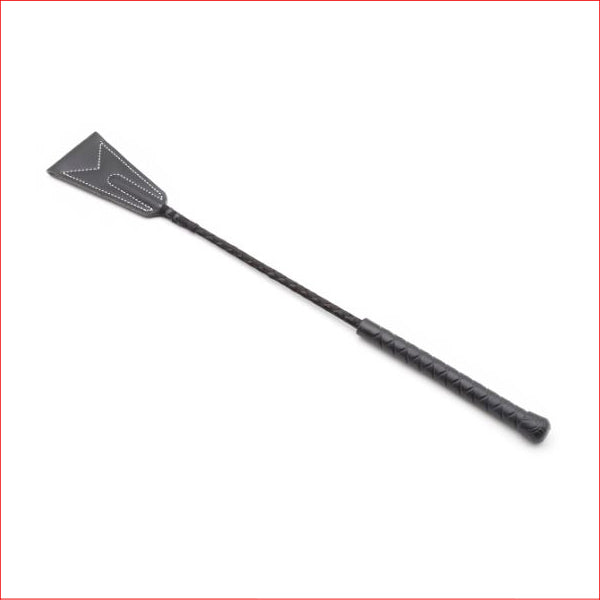 w103 Black Stitched Leather Riding Crop