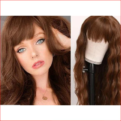 Wig X-Long Wavy w Fringe Light Brown