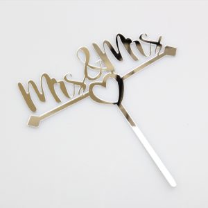 Cake Topper Silver Mrs & Mrs Flat