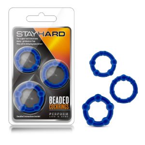 Stay Hard Beaded Cock Ring Blue