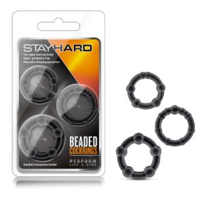 Stay Hard Beaded Cock Ring Black