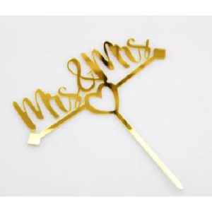 Cake Topper Gold Mrs & Mrs flat