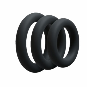 3 pk Black Thick Silicon Rings