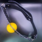 Kinky Leather Ball Gag Black & Yellow