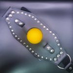 Kinky Leather Ball Gag Black & Yellow