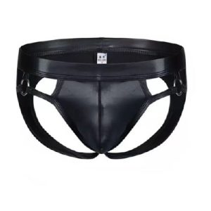 Mens WetLook Jock Strap with Ring Large