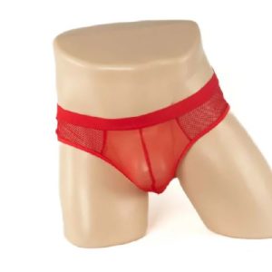 234 Mens Mesh Bumless Brief Red Medium