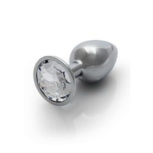 Ouch Metal Butt Plug Silver Diamond Larg