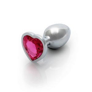 Ouch Metal Heart Plug Silver Rubellite P