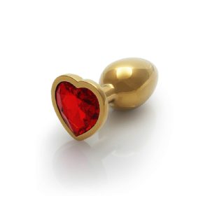 Ouch Metal Plug Gold Heart Ruby Large