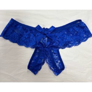 Lace Crutchless G-String Blue 12