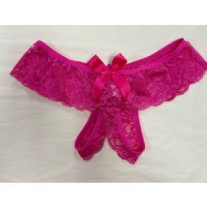 Lace Crutchless G-String Hot Pink 12