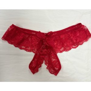 Lace Crutchless G-String Red 16