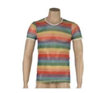 2314 Men's Rainbow Mesh T-Shirt M Whi