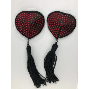 n201 Heart Diamonte Tassle Red