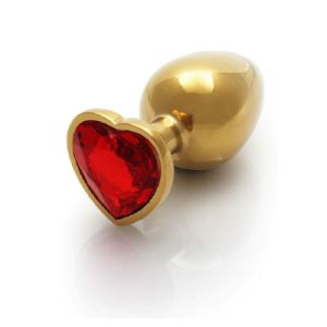 Ouch Metal Plug Gold Heart Ruby Medium