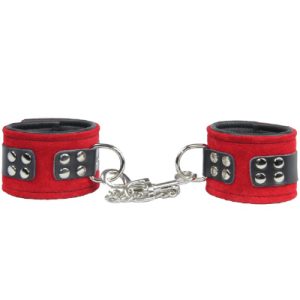 Wristcuffs Suede Chain Red