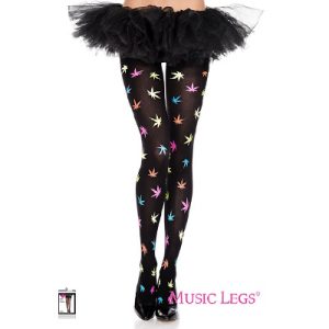 Multicolour Leaf Print Pantyhose