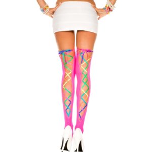 4210 Rainbow Lace Up Thigh High